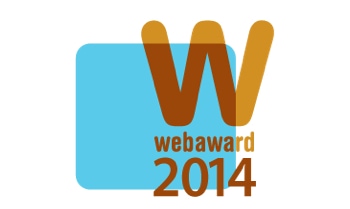 A logo with the words webaward 2014 on it.