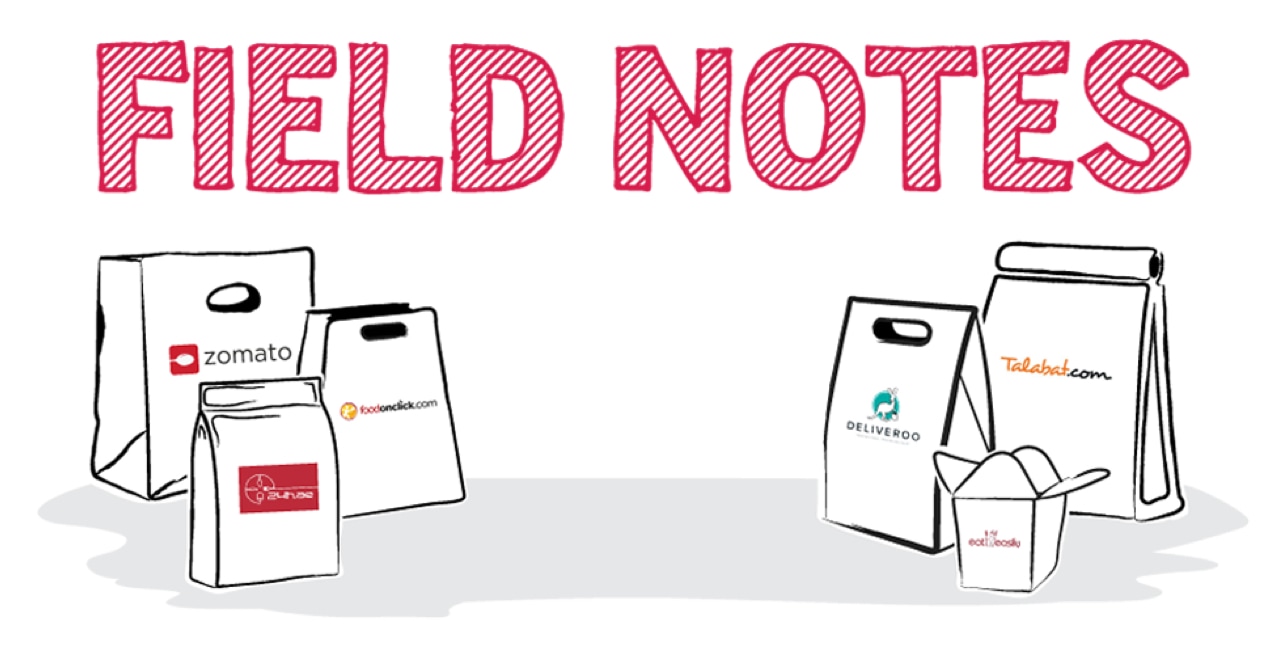Field notes for Head to Head comparison of Food Delivery Brands.