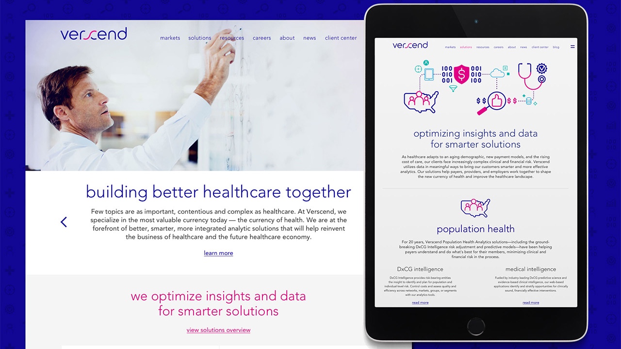 A new brand's mobile phone and tablet displaying the website for vescard.