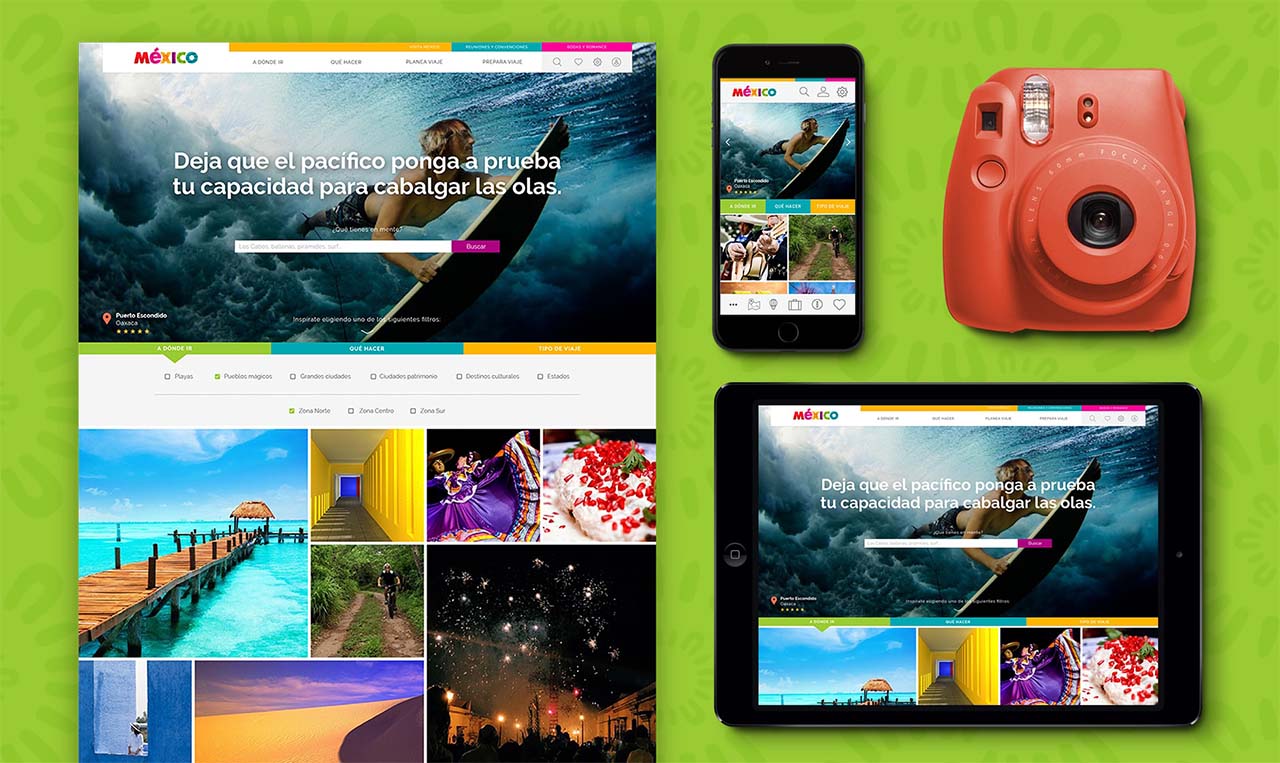 example of the developed web page and a phone and tablet displaying the same page