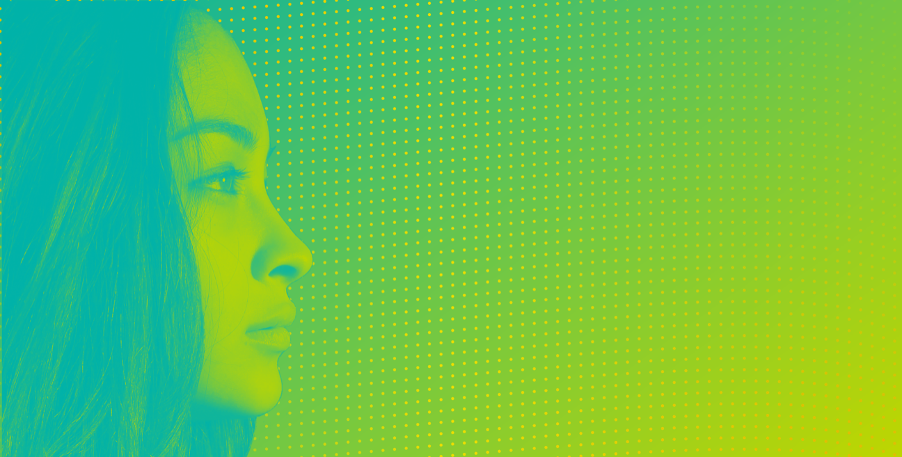 profile picture of a woman on a green background