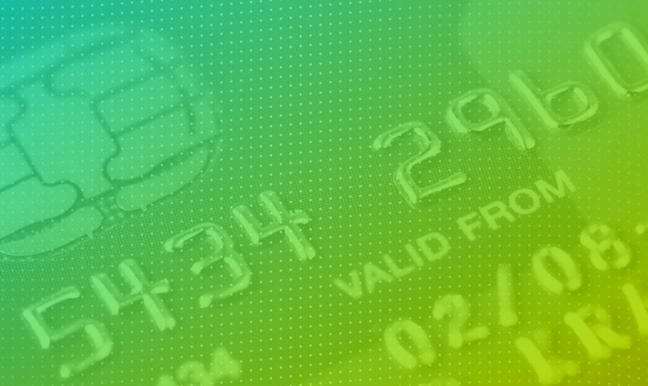A credit card on a colorful background.