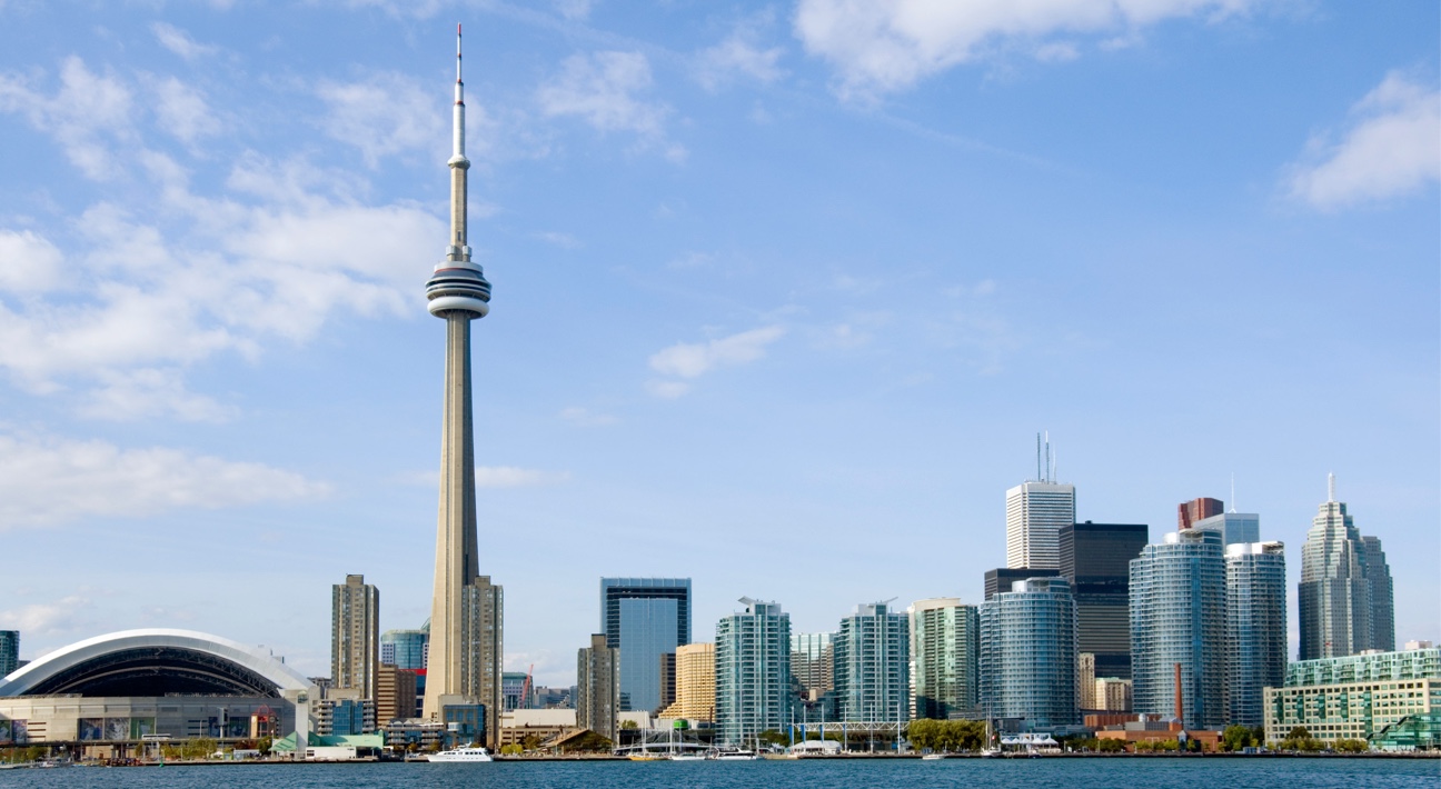 Toronto skyline with the cn tower in the background.