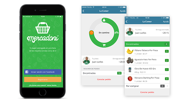 Screenshoots of Mercadoni app