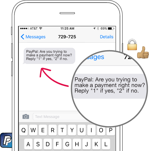 a mobile phone showing SMS from Paypal