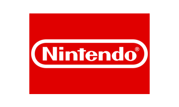 A nintendo logo on a red background.