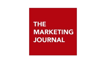 The marketing journal logo on a red background.