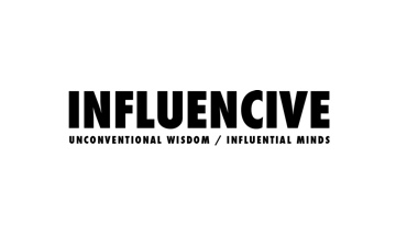 A black and white logo with the words influenceive.