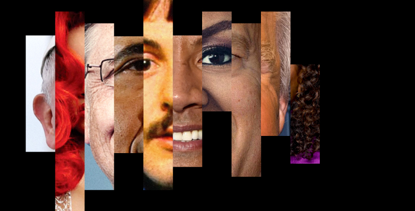 A collage of people's faces.