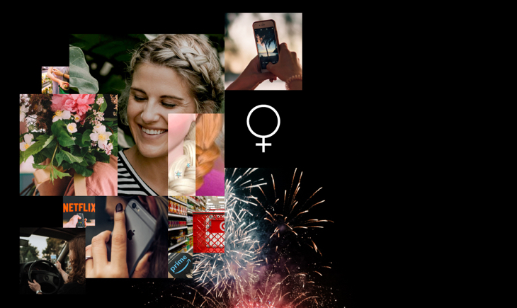 A collage of images with the word 'women' and fireworks.