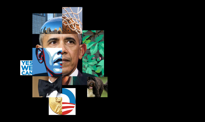 A collage of images of obama and other people.