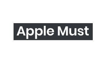 Apple must logo on a white background.