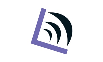 A purple and black logo with the letter l.