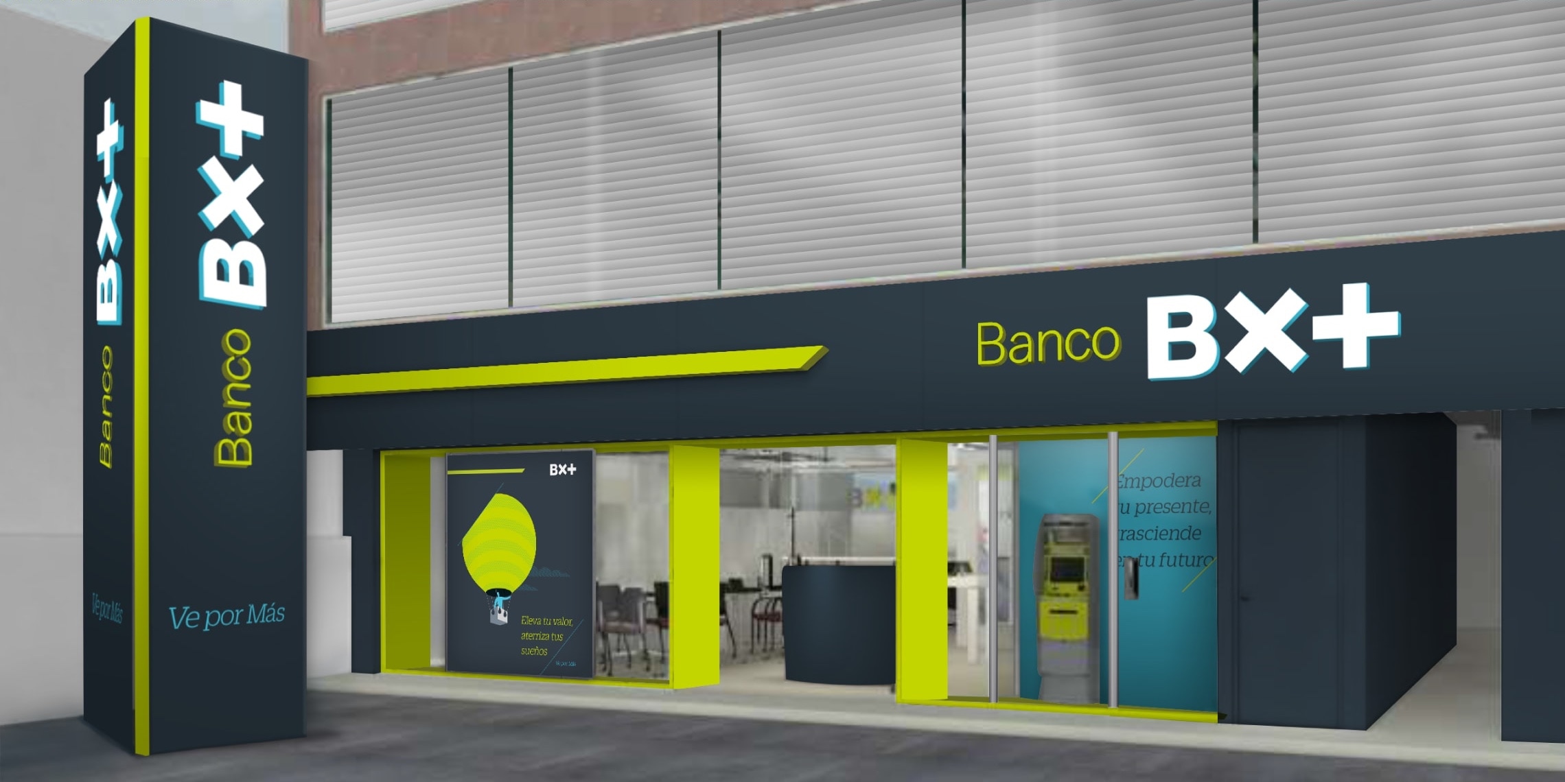 Examples of the brand identity applied in external architectural spaces