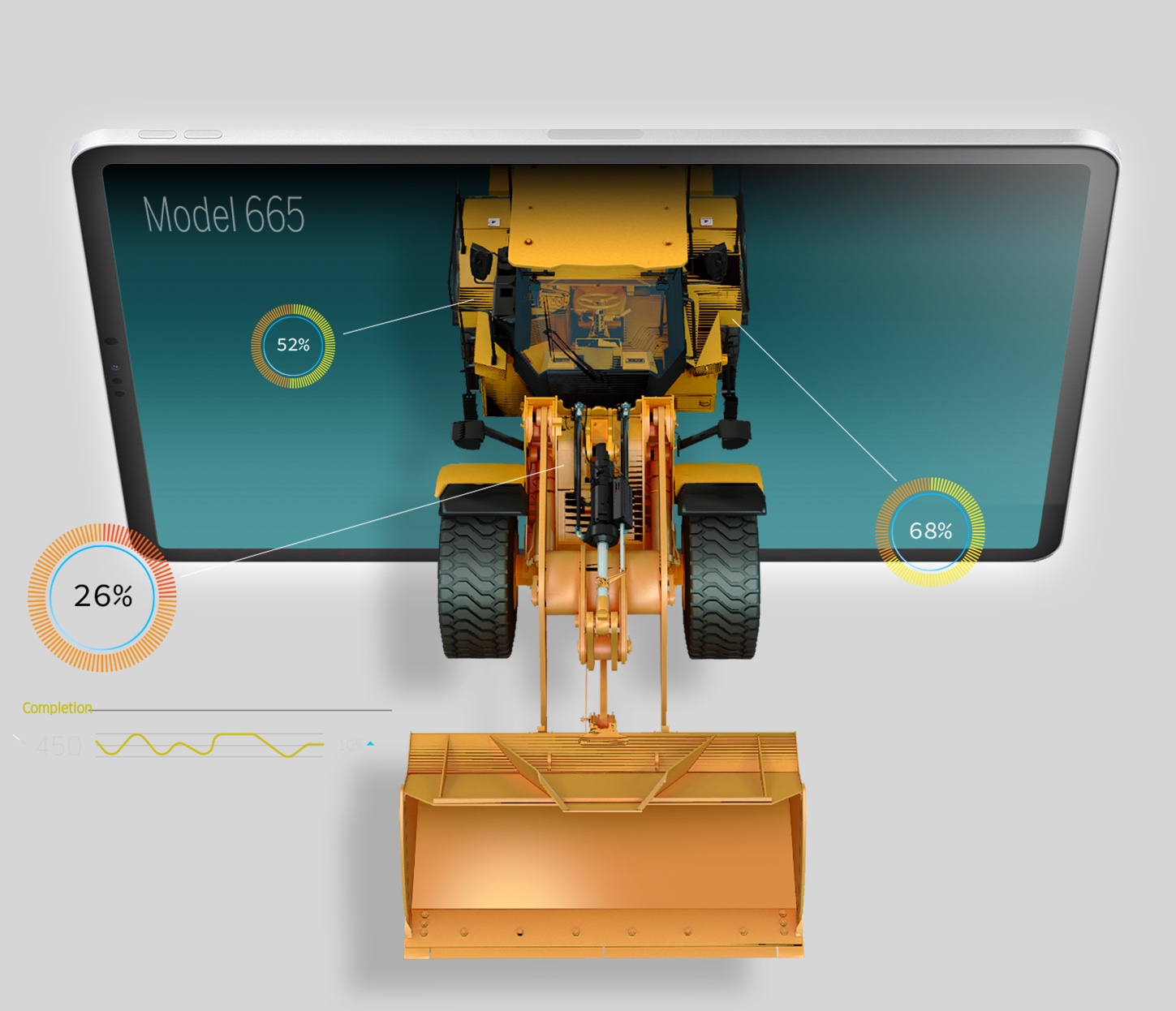An image of a bulldozer on a computer screen.