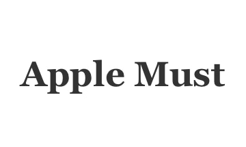 Apple must logo on a white background.