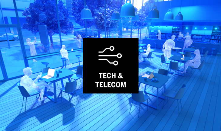 Tech and Telecom Icon over a 3D model