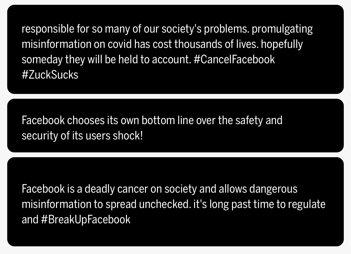 bad Tweets about facebook