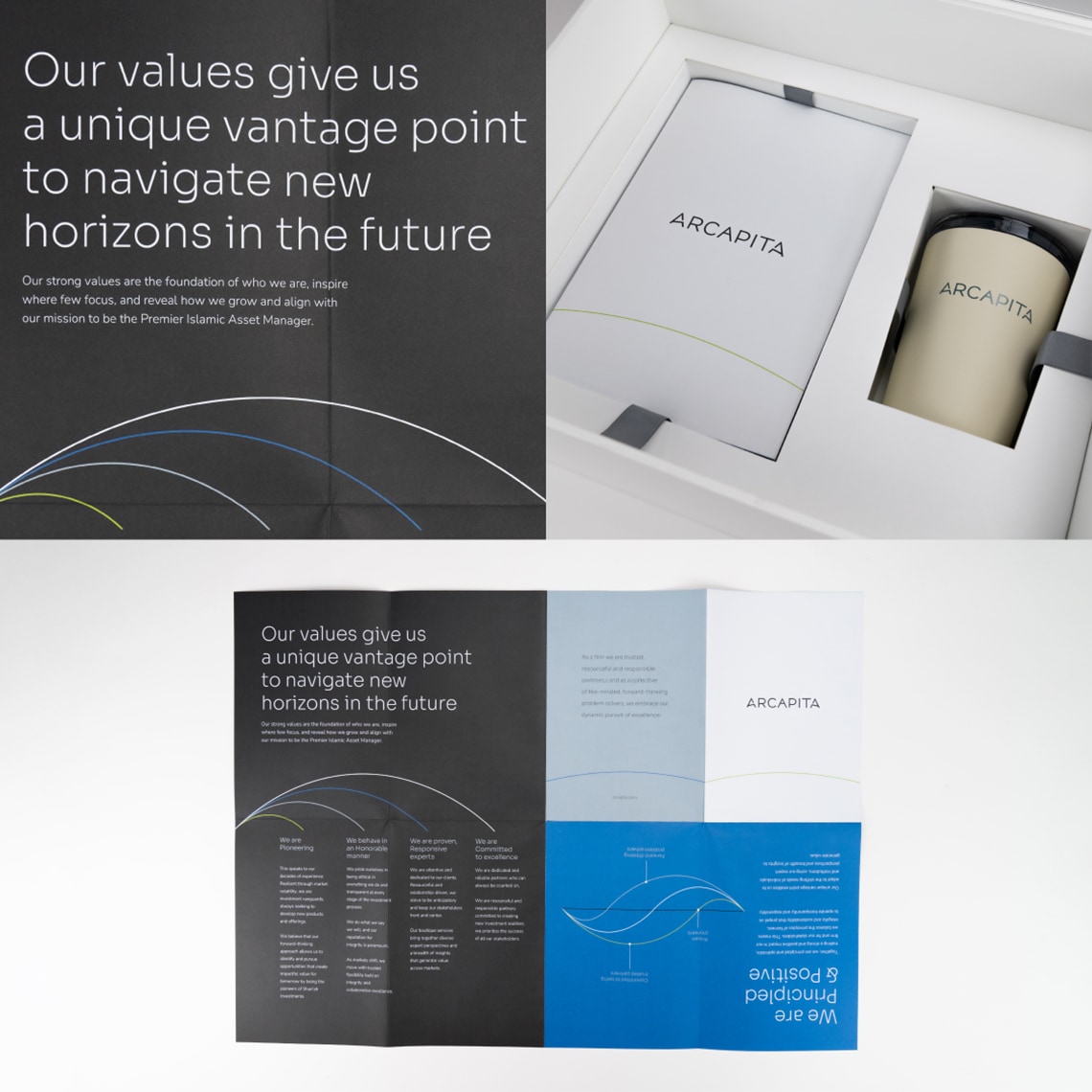 OMNRAE created employee kits to be used as an orientation gift, acknowledging their vital role in Arcapita’s transformation