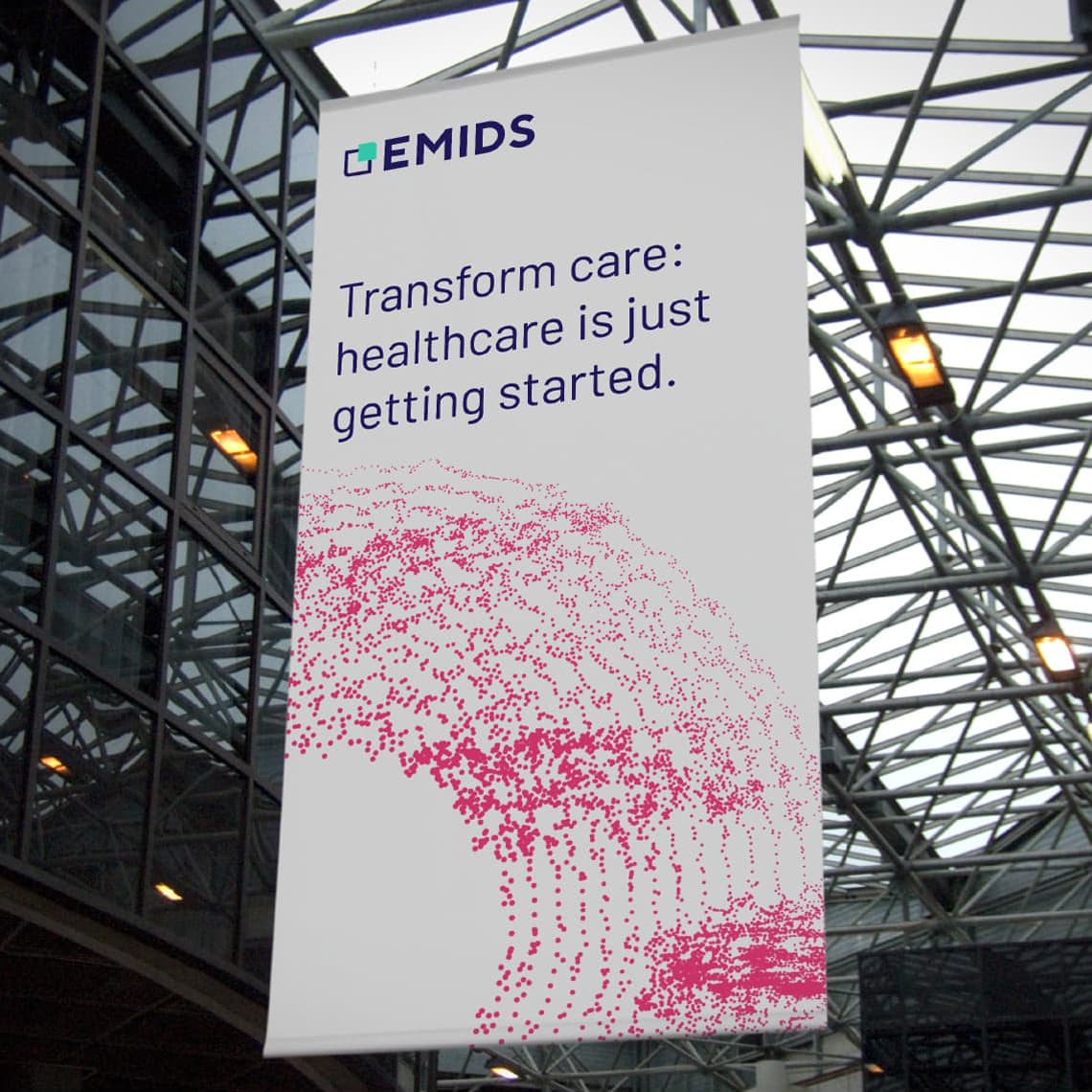 Example of a large vertical banner for Emids showing how to apply the design system