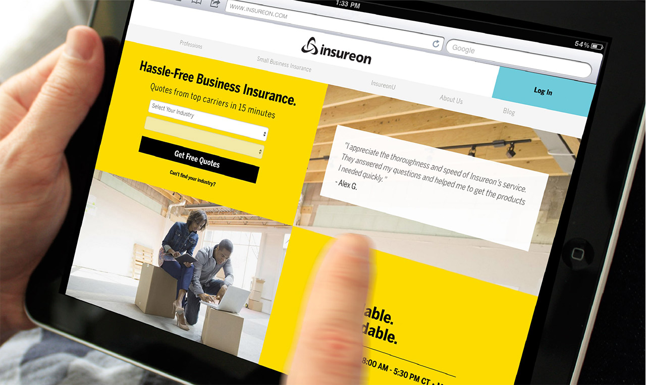 Brand presence on an iPad website.