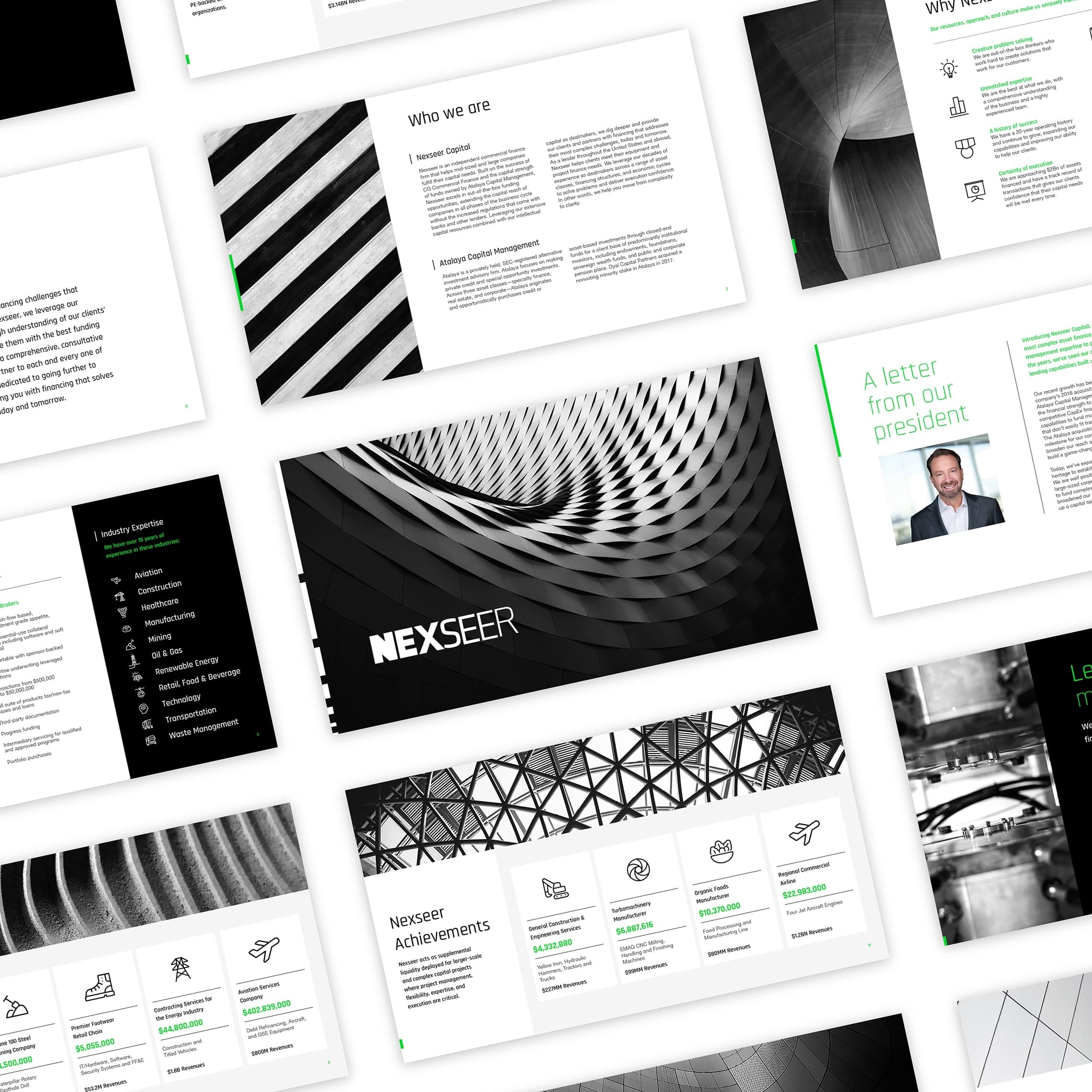 examples of the design system design and developed for Nexseer applied to a series of pieces