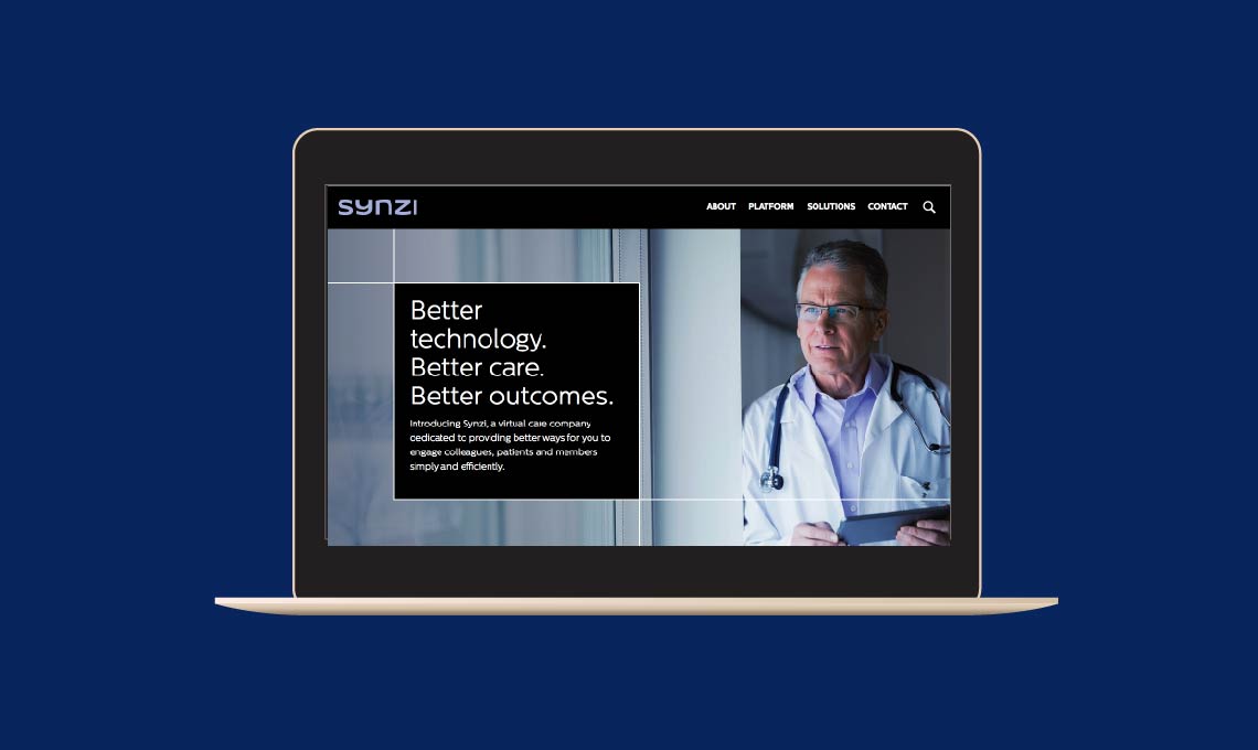 A laptop showing the website developed for Synzi