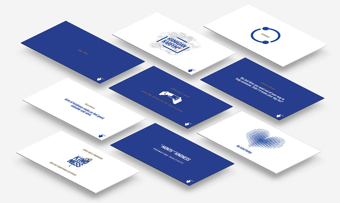 A set of Ramadan greeting business cards on a white background.