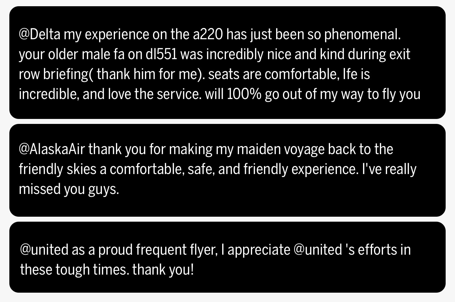 Tweets about airlines