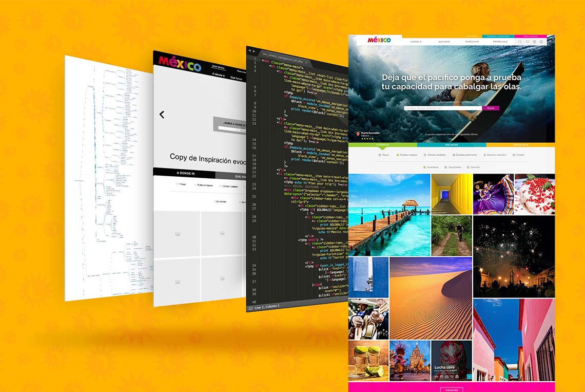 a collage of images showing the process of creating the website