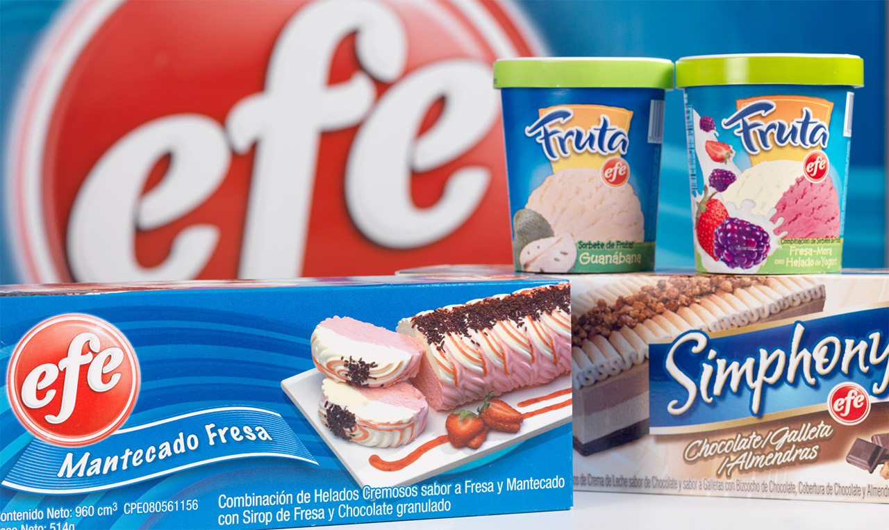 Efe's frozen treats are displayed on a table.