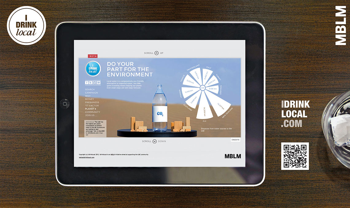 An iPad with a "I Drink Local" website.