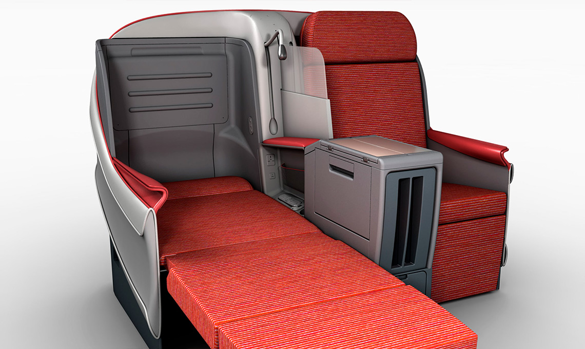 A 3D model of an airplane seat for seat design.