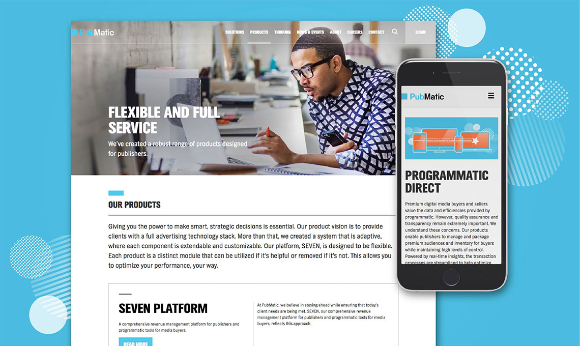 an Example of a web page displayed at full size and on a mobile phone