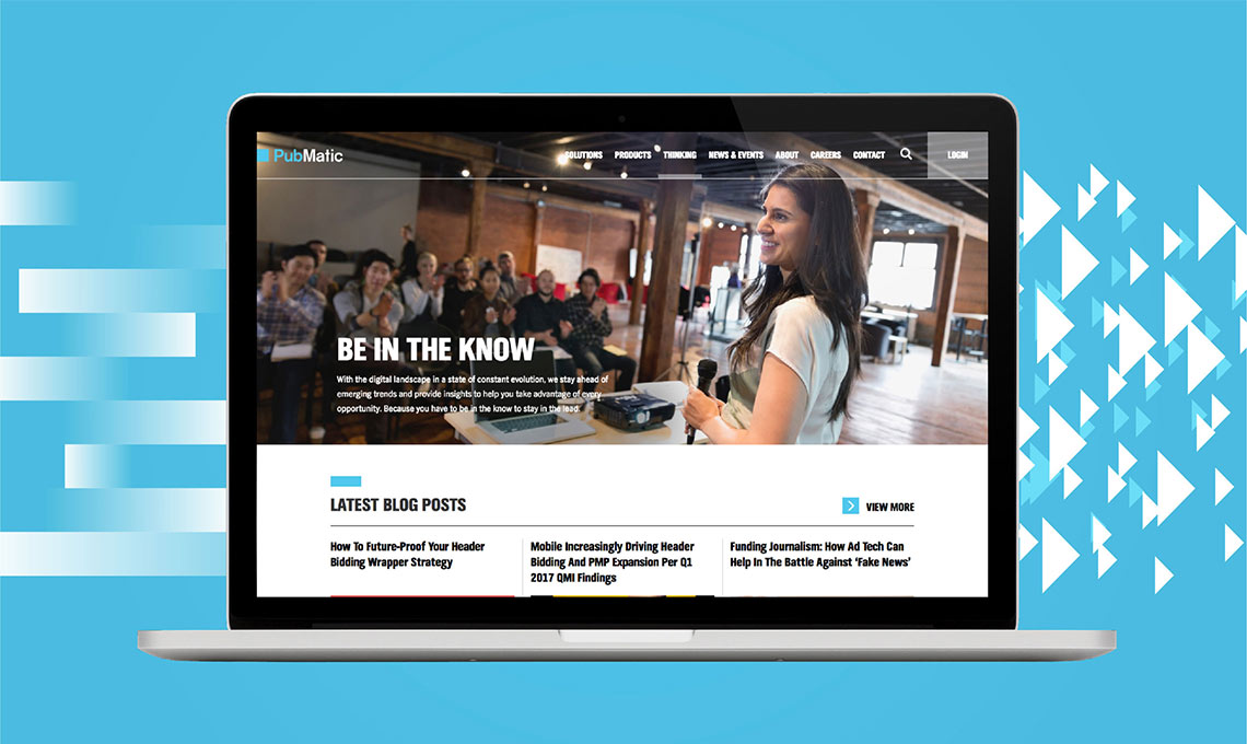 an example of a web page designed for PUBMATIC displayed on a laptop computer