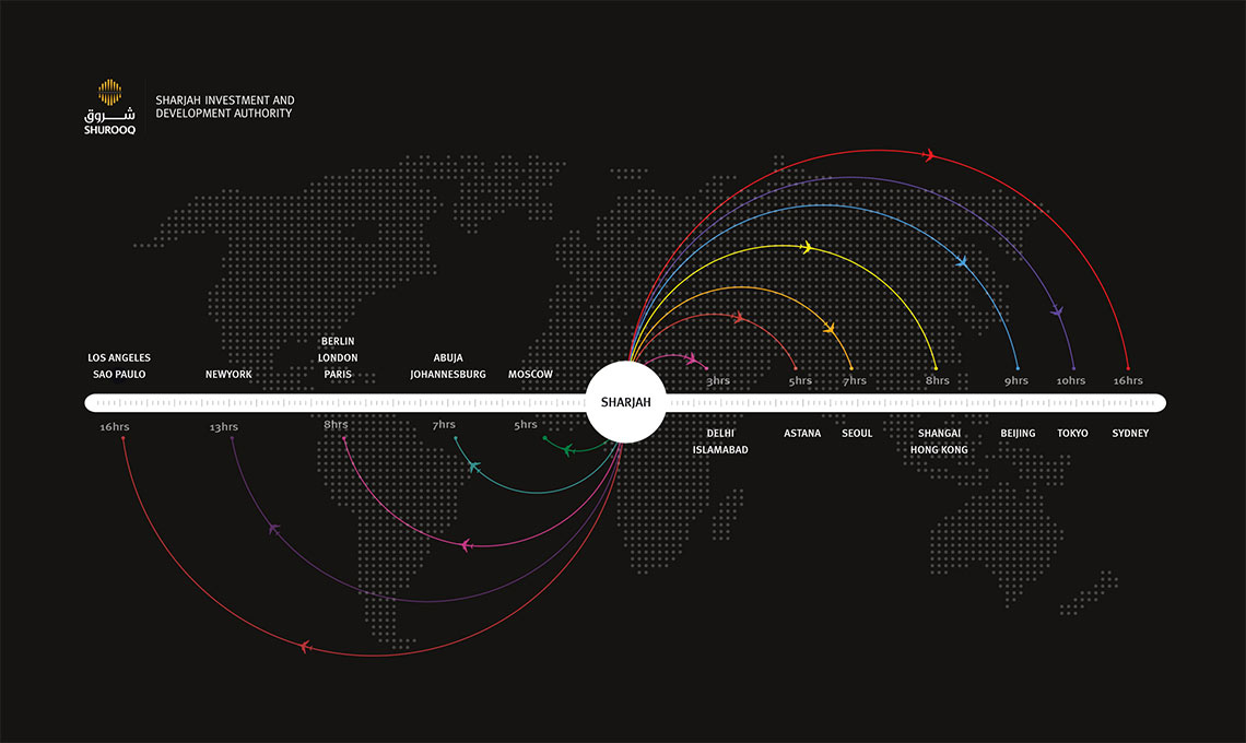 A map of the world with different colored lines on a corporate website.