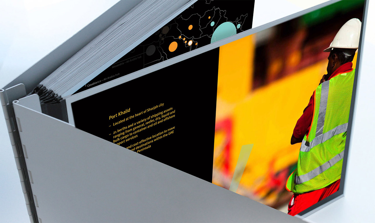 A book showcasing investor relations with a picture of a construction worker.