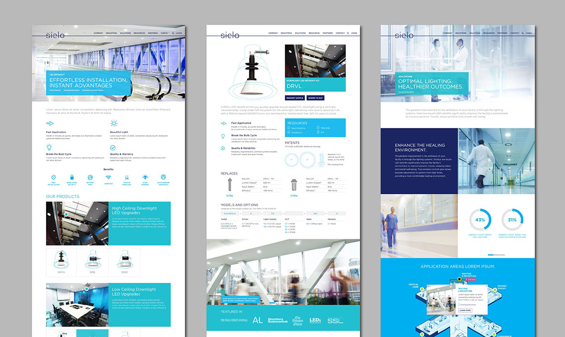 Examples of three web pages developed for Sielo