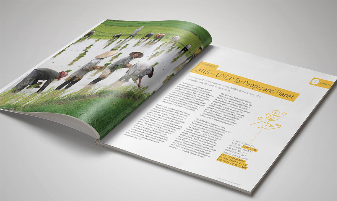 A magazine highlighting the work of people in the field, supported by the United Nations Development Programme.