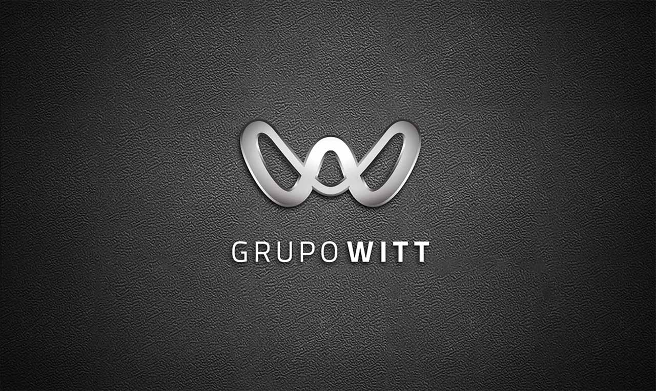 A bold logo for groupwitt on a black background.