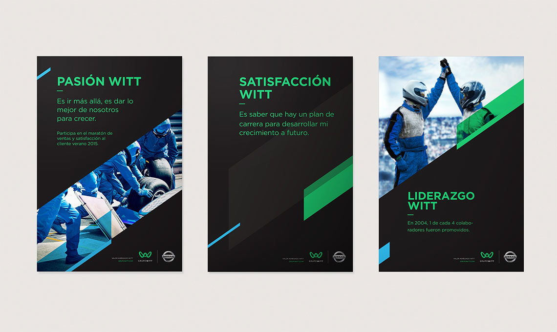 Four black and green banners on a white background, generating value.