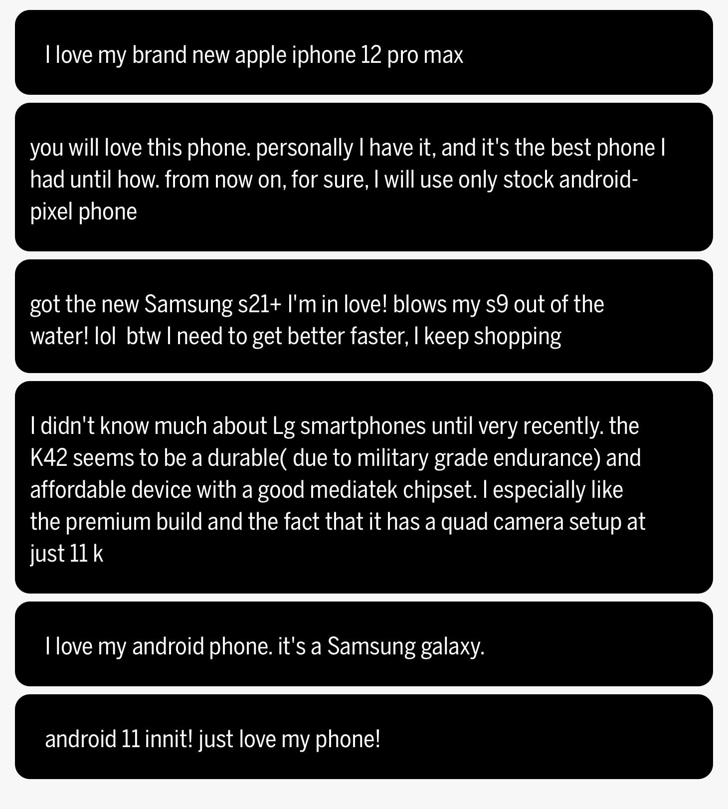 Tweets about smartphones