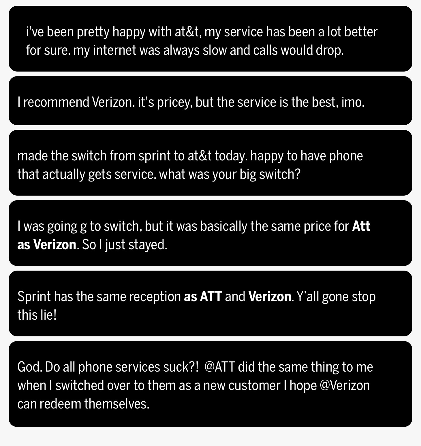 Tweets about smartphones and phone services