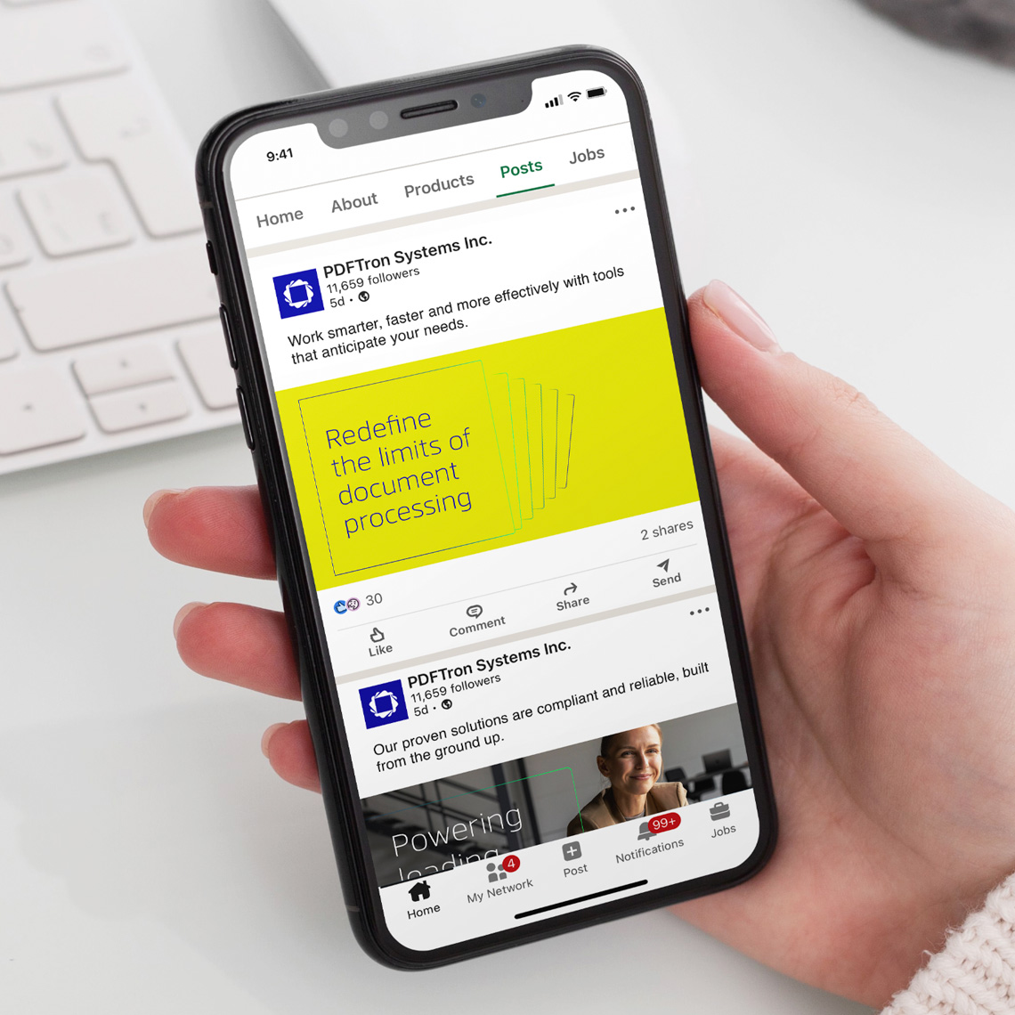 example of a social media post developed for Apryse, displayed on a mobile phone