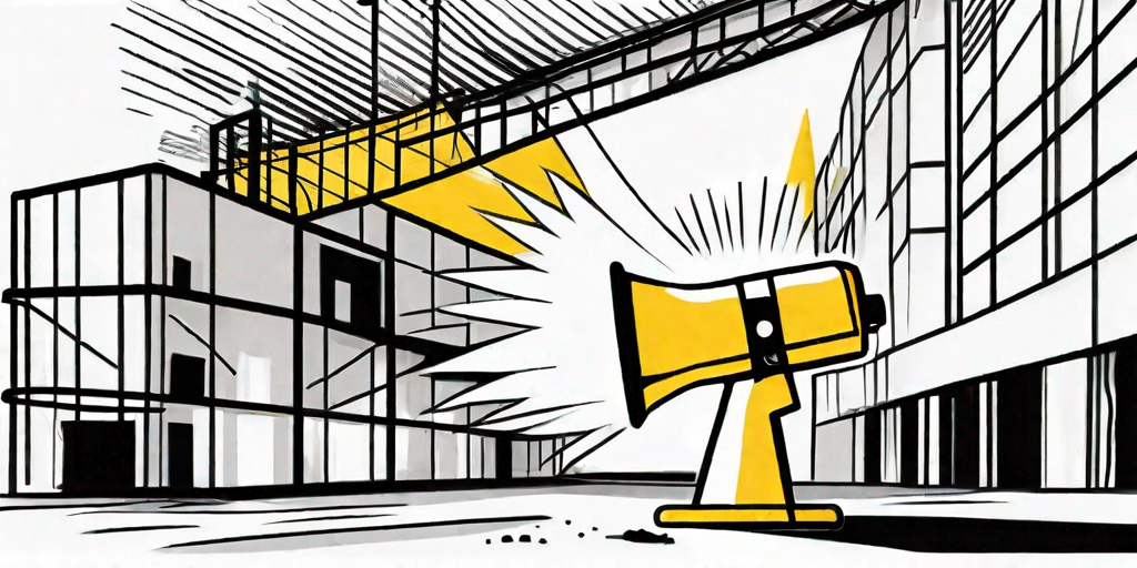 A megaphone emerging from a construction site