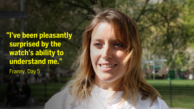 Apple Watch Study Part 1 Quote - "I've been pleasantly surprised by the watch's ability to understand me." Franny, Day 5