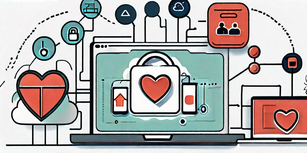 A digital interface with various interconnected icons representing different aspects of customer relationship management