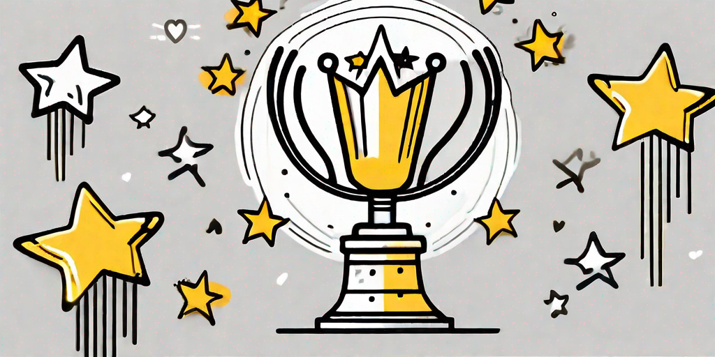 A spotlight shining on a pedestal with a crown on top