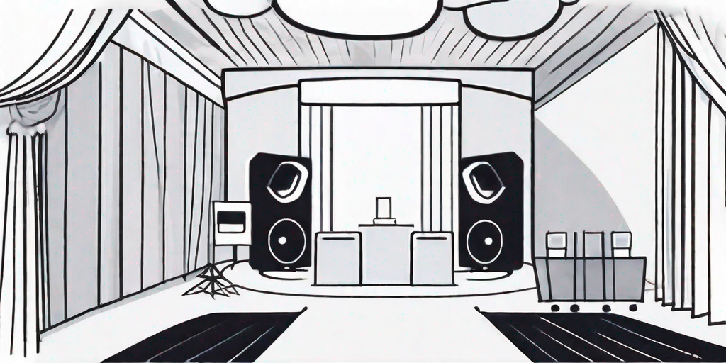 A stage with various elements like lighting