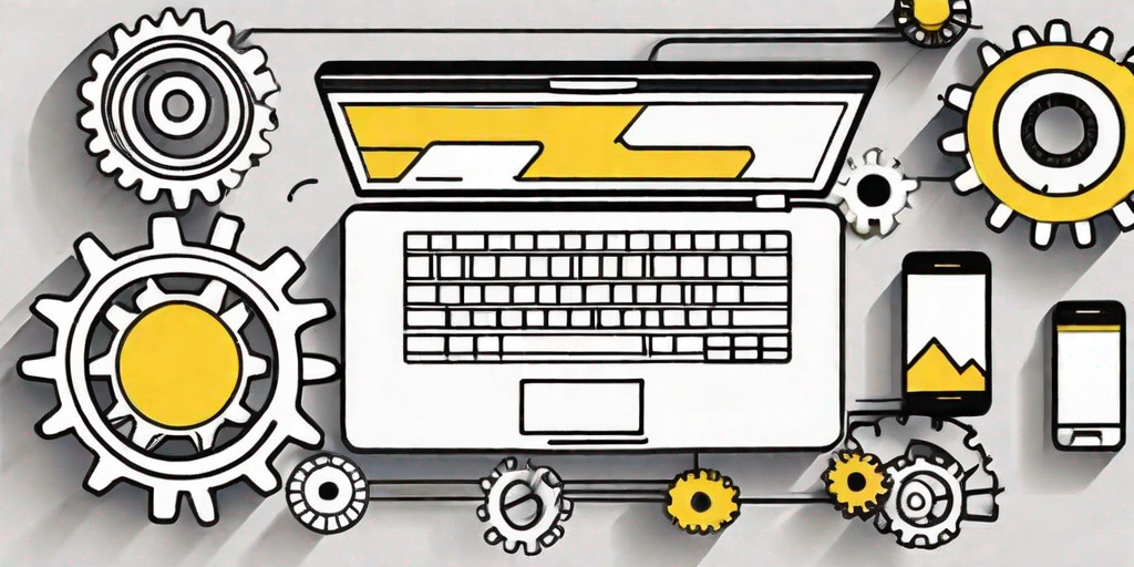 Different marketing tools such as a laptop